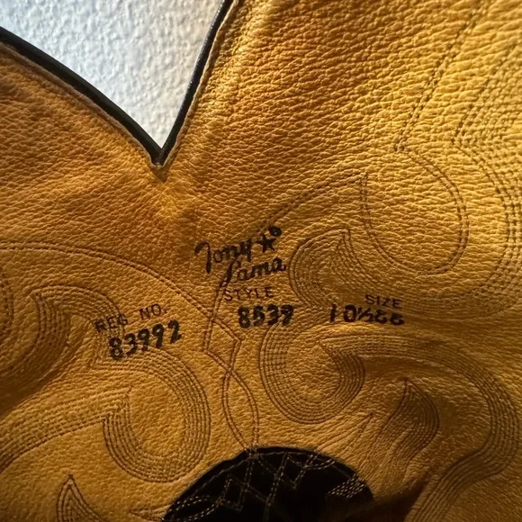 Tony Lama Mens 8539 Black Exotic Teju Lizard Western Cowboy Boots Size 10.5 EE - Picture 6 of 7